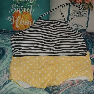 Adorable Mismatched High Waisted Halter Bikini